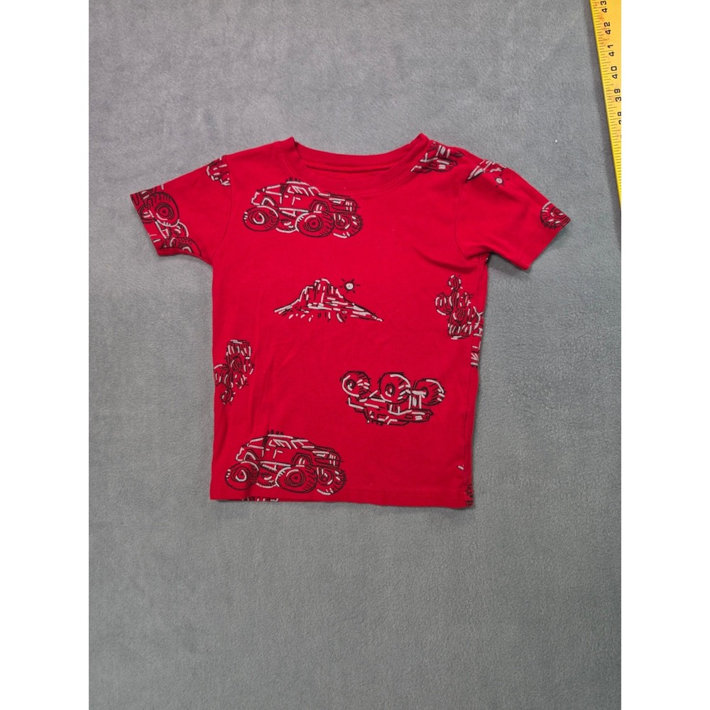 Carter's Monster Truck Pajamas Red Boys 5 Snug Fit Cotton 2 Piece Set - Picture 3 of 5